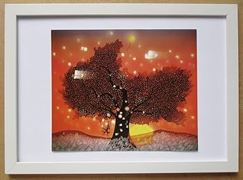 Amazon.co.jp: 藤城清治「夕日の樹」 画集画 A4額入り : ホーム